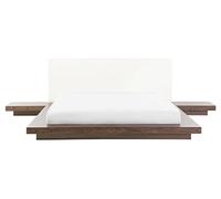 Beliani Letto moderno 160 x 200 cm con comodini a piattaforma Testata in ecopelle MDF Legno di frassino marrone