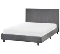 Beliani Letto moderno con testiera piccola in tessuto 120 x 200 cm grigio