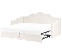 Beliani Letto singolo con secondo letto a scomparsa velluto beige chiaro 90 x 180/200 cm