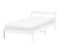 Beliani Letto singolo in legno di Pino bianco con Rete a Doghe 90 x 200 cm