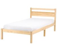 Beliani Letto singolo in legno di Pino chiaro con Rete a Doghe 90 x 200 cm