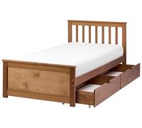 Beliani Letto singolo in legno di pino e MDF con contenitore e 2 cassetti 90 x 200 cm