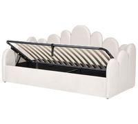 Beliani Letto singolo in velluto con contenitore 90 x 200 cm rete a doghe beige chiaro