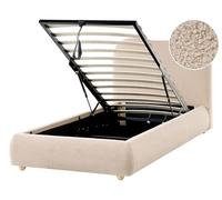 Beliani Letto singolo moderno minimalista con contenitore 90 x 200 cm bouclé beige