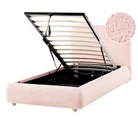 Beliani Letto singolo moderno minimalista con contenitore 90 x 200 cm bouclé rosa