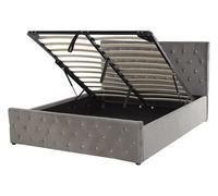 Beliani Letto Stile Moderno con Contenitore Velluto Grigio 140 x 200 cm