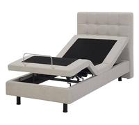 Beliani Letto Tessuto Beige Chiaro Elettrico Regolabile con Telecomando 90 x 200 cm