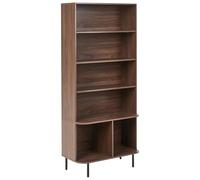 Beliani Libreria a 6 ripiani in truciolato, MDF e ferro laminato, colore marrone scuro