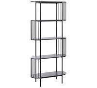 Beliani Libreria ovale a 4 ripiani in MDF melaminato 172 x 80 cm nera