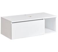 Beliani Mobile bagno sospeso a parete Fronte scanalato 2 ripiani 80 x 40 cm Bianco