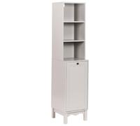 Beliani Mobile da bagno a colonna con cestino per la biancheria - Armadietto in MDF con ripiani Beige chiaro