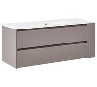 Beliani Mobile da bagno sospeso con lavabo in legno ingegnerizzato con contenitore 120 cm tortora