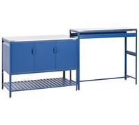 Beliani Mobile da Cucina da Esterno in Acciaio a 3 Ante con Piano in Acciaio Inox Blu