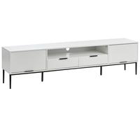 Beliani Mobile TV moderno con ante e sistema di gestione dei cavi MDF Gambe in metallo Bianco