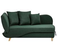 Beliani Moderna chaise longue a 2 posti con contenitore Box Throw Cushions Tessuto Verde Sinistro II