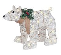 Beliani Moderna Decorazione da Esterno Orso Polare con Luci LED Bianco