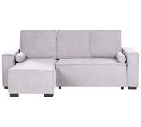 Beliani Moderno divano letto a 3 posti angolare destro con braccioli contenitori reversibili grigio
