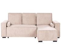 Beliani Moderno divano letto a 3 posti angolare sinistro con braccioli contenitori reversibili beige