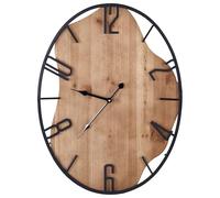 Beliani Orologio da parete classico con struttura in ferro con forma ovale in legno chiaro e nero 46 x 60 cm