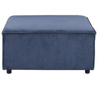 Beliani Ottomana imbottita in velluto a coste Blu scuro