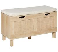 Beliani Panca contenitore Boho Cassapanca in legno intrecciato Fronti in legno chiaro