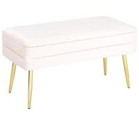 Beliani Panchina contenitore camera da letto velluto crema e gambe dorate