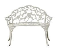 Beliani Panchina da giardino vintage in metallo alluminio 2 posti braccioli bianco