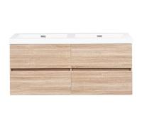 Beliani Pensile Vanity con doppio lavabo Legno MDF 2 cassetti 120 x 46 cm Marrone chiaro