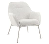 Beliani Poltrona con braccioli Gambe in ferro Rivestimento in tessuto Bianco sporco