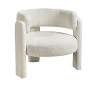 Beliani Poltrona imbottita in ciniglia bianco sporco