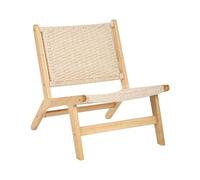 Beliani Poltrona moderna con seduta intrecciata in corda di carta e legno di gomma, stile boho per sala da pranzo marrone chiaro