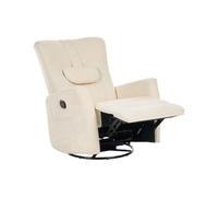 Beliani Poltrona Relax Manuale Girevole a 360° in Ciniglia Beige Chiaro con Poggiatesta