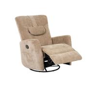Beliani Poltrona Relax Manuale Girevole a 360° in Ciniglia Marrone Chiaro con Poggiatesta