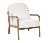 Beliani Poltrona Stile Moderno Mid-Century con Struttura in Legno e Rivestimento in Bou ianco Sporco