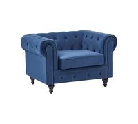 Beliani Poltrona vintage in tessuto vellutato blu