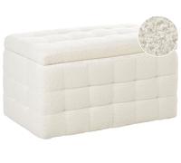 Beliani Pouf Cassapanca Imbottito in Bou ianco Stile Chesterfield