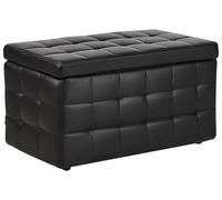 Beliani Pouf Cassapanca Imbottito in Ecopelle Nera Stile Chesterfield