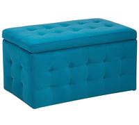 Beliani Pouf Cassapanca Imbottito in Velluto Blu Navy Stile Chesterfield