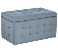 Beliani Pouf Cassapanca Imbottito in Velluto Grigio Stile Chesterfield