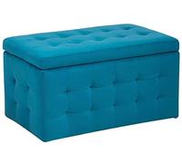 Beliani Pouf Cassapanca Imbottito in Velluto Verde Acqua Stile Chesterfield