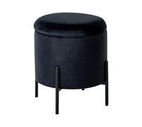 Beliani Pouf contenitore con seduta in tessuto velluto e base in legno nero