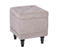 Beliani Pouf contenitore velluto beige 37 x 37 cm poggiapiedi classico