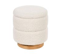 Beliani Pouf imbottito in morbido tessuto bou ianco con contenitore