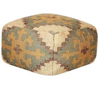 Beliani Pouf in iuta in stile etnico multicolore 50 x 50 cm