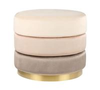 Beliani Pouf in tessuto di velluto di colore beige rotondo con base in oro