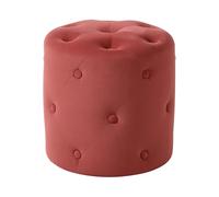 Beliani Pouf in velluto color rosso corallo