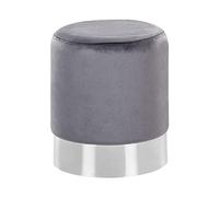 Beliani Pouf in Velluto Grigio con Fascia Metallica Argento Stile Glamour