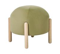 Beliani Pouf in velluto verde con gambe in legno