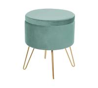 Beliani Pouf in velluto verde e gambe in metallo dorato