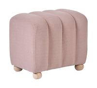 Beliani Pouf moderno a coste in tessuto bouclé Teddy, imbottito con gambe in legno beige